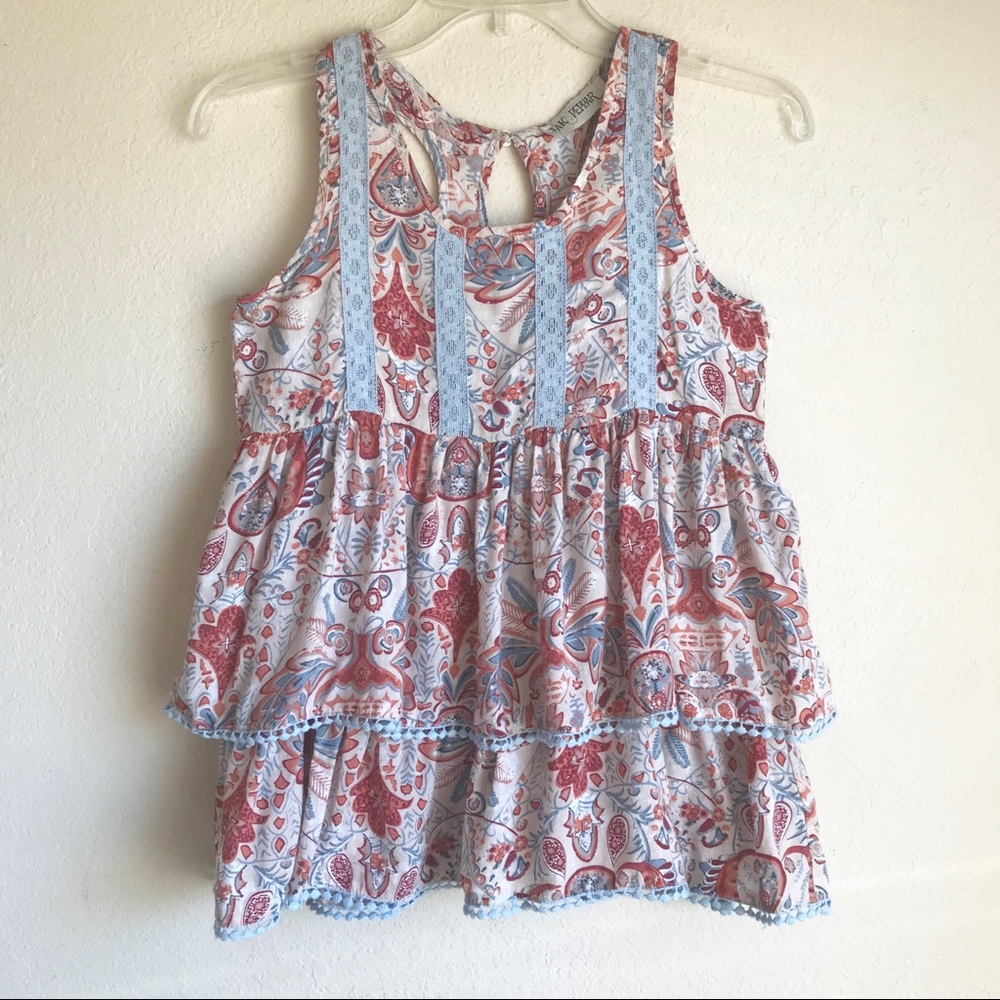 Jak & Peppar Sleeveless Boho Ruffle Blouse